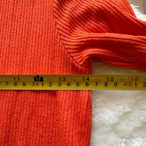 Zara Women Ribbed Dress with Slit Orange Maxi Long Size S - Picture 5 of 9